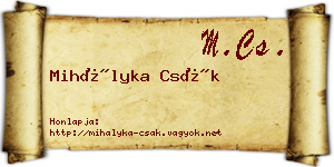Mihályka Csák névjegykártya